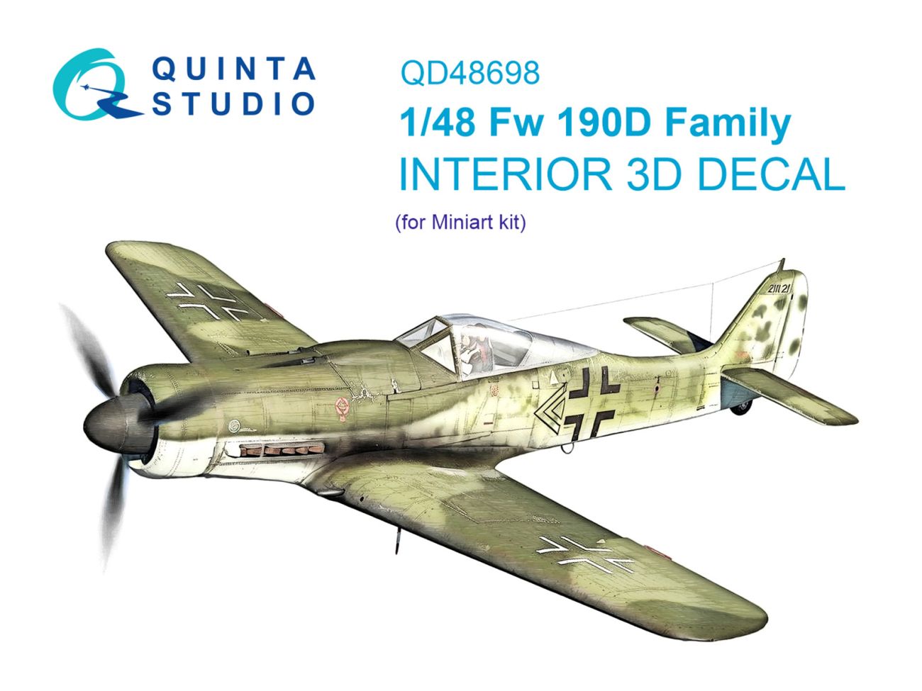 1:48 Fw 190D family 3D-Printed & coloured Interior on decal paper (Miniart)