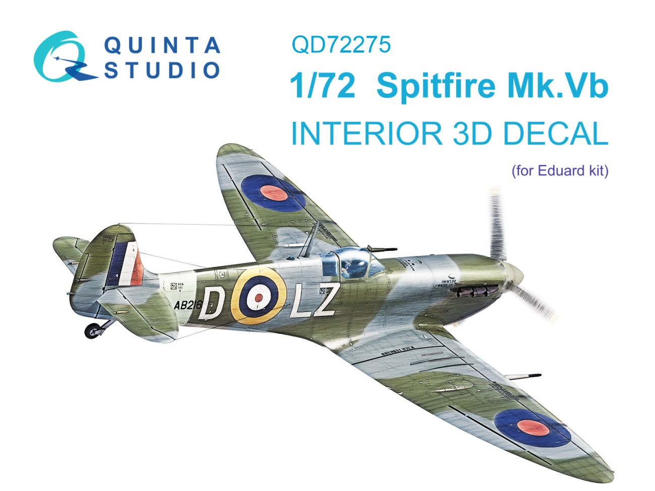 1:72 Spitfire Mk.Vb 3D-Printed & coloured Interior on decal paper (Eduard)