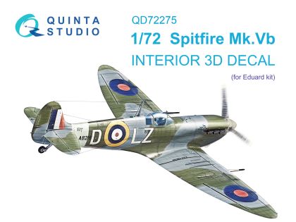 1:72 Spitfire Mk.Vb 3D-Printed & coloured Interior on decal paper (Eduard)