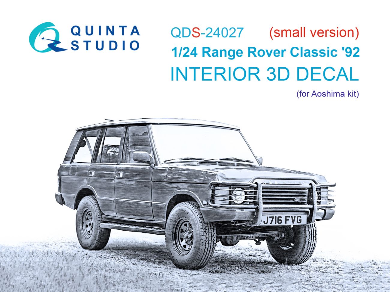 124 Range Rover Classic '92 3D-Printed & coloured Interior on decal paper (Aoshima) (small version)