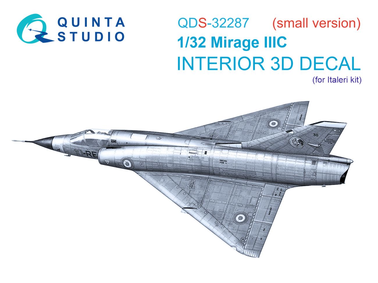 1:32 Dassault Mirage IIIC 3D-Printed & coloured Interior on decal paper (Italeri) (Small version)