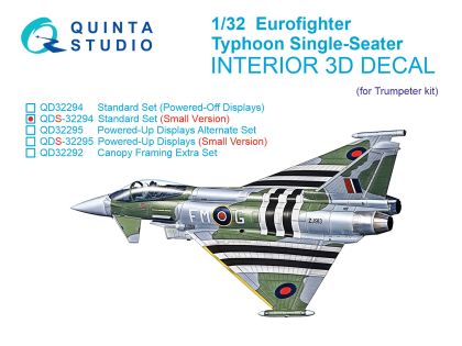 1:32 Eurofighter Typhoon Single-seater EF-2000/2000A 3D-Printed & coloured Interior on decal paper (Trumpeter) (Small version)
