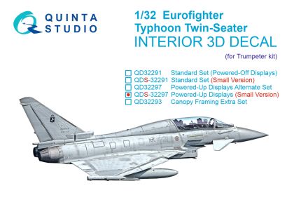 1:32 Eurofighter Typhoon Twin-seater (Powered-up Displays) 3D-Printed & coloured Interior on decal paper (Trumpeter) (Small version)