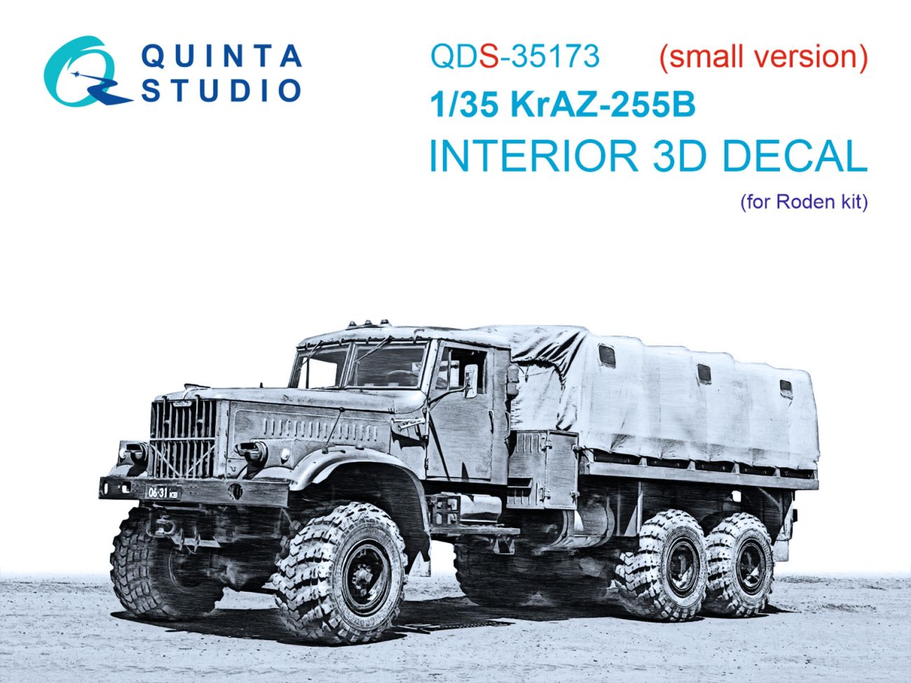 1:35 KrAZ-255B 3D-Printed & coloured Interior on decal paper (Roden) (Small version)