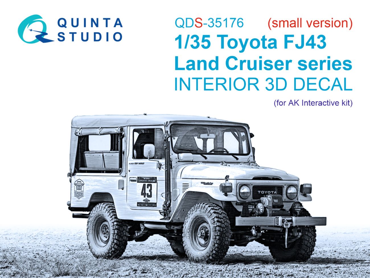 1:35 Toyota FJ43 Land Cruiser series 3D-Printed & coloured Interior on decal paper (AK Interactive) (Small version)