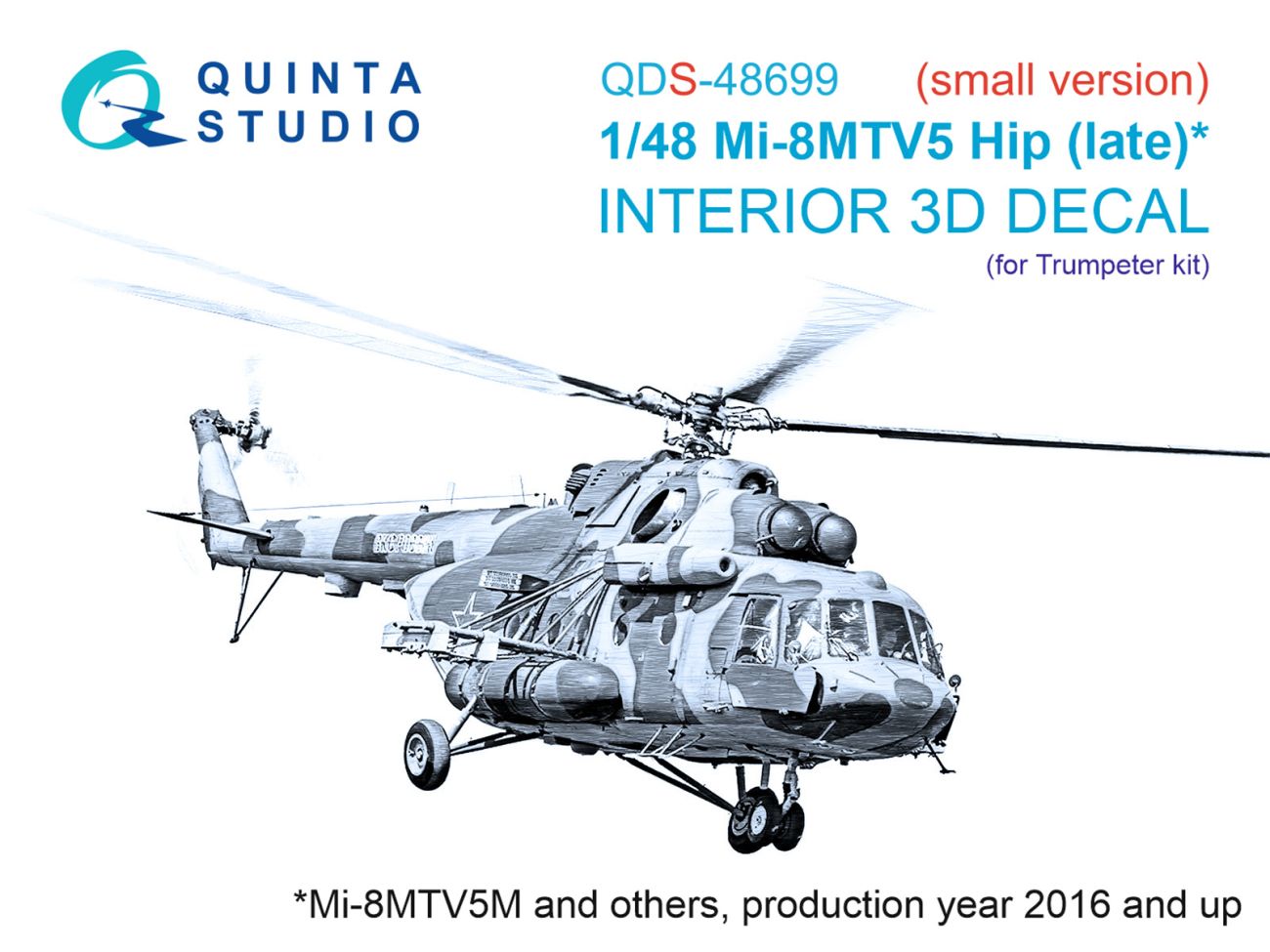 1:48 Mi-8MTV5 (late) 3D-Printed & coloured Interior on decal paper (Trumpeter) (Small version)