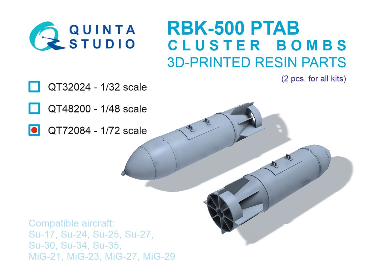 1:72 RBK-500 PTAB Cluster Bombs, 2 pcs (for all kits)