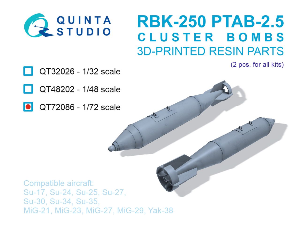 1:72 RBK-250 PTAB-2.5М Cluster Bombs, 2 pcs (for all kits)