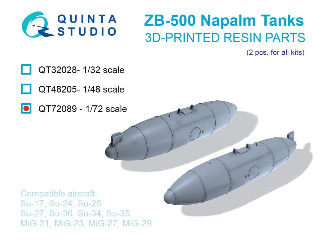 1:72 ZB-500 Napalm tanks, 2 pcs (for all kits)