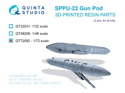 1:72 SPPU-22 Gun Pods, 2 pcs (for all kits)