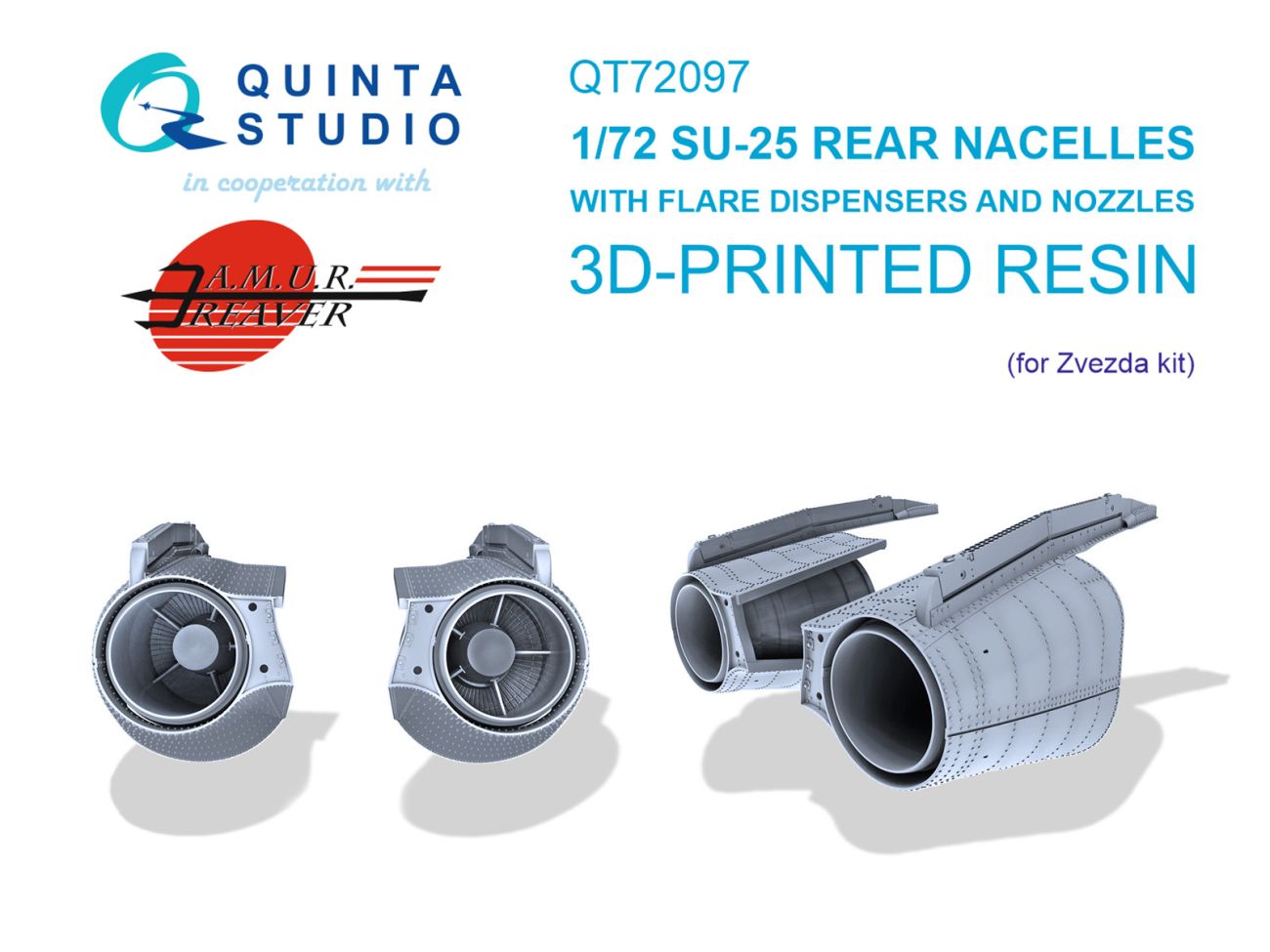 1:72 Su-25 Rear engine nacelles with flare dispensers and nozzles (Zvezda)
