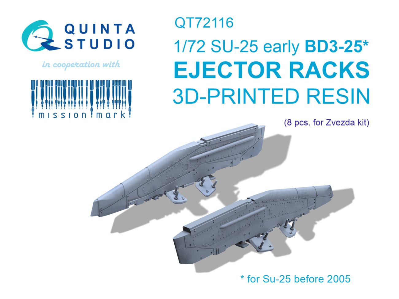 1:72 Su-25 early BD3-25 Ejector racks, 8 pcs (Zvezda)