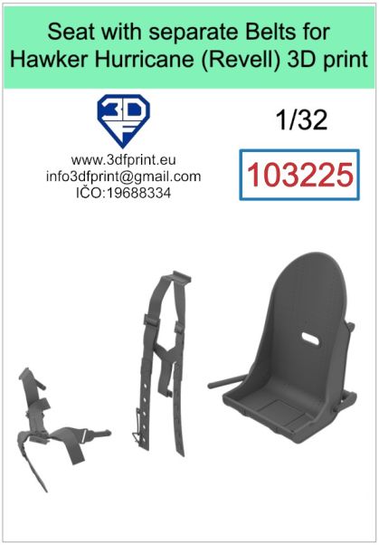 1:32 Seat with separate belts for Hurricane Mk.II