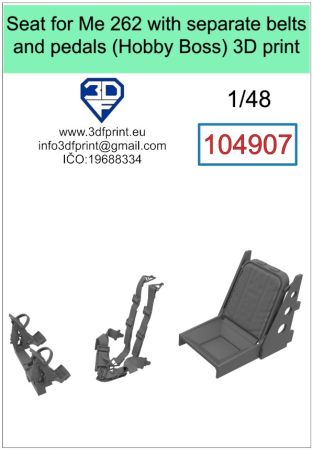 1:48 Seat for Me 262 with separate belts and pedals (Hobby Boss)