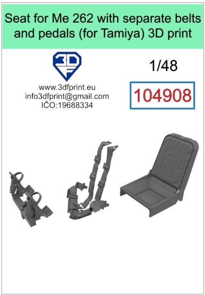 1:48 Seat for Me 262 with separate belts and pedals (Tamiya)