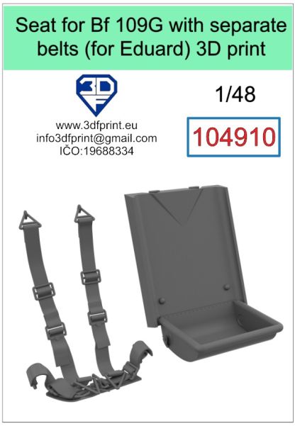 1:48 Seat for Bf 109G with separate belts (Eduard)