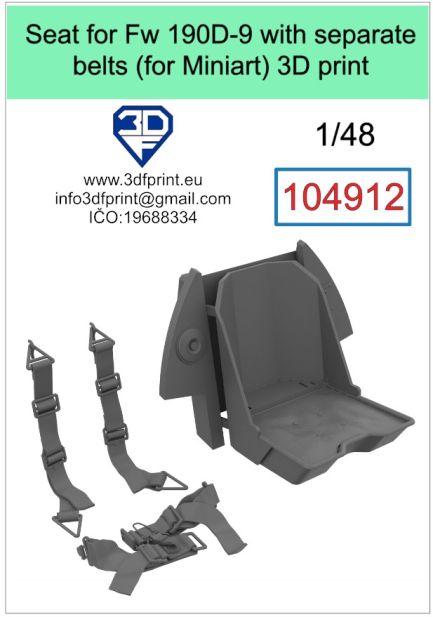 1:48 Seat for Fw 190D-9 with separate belts (Miniart)