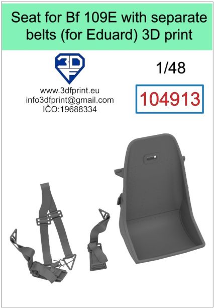1:48 Seat for Bf 109E (Eduard) with separate belts