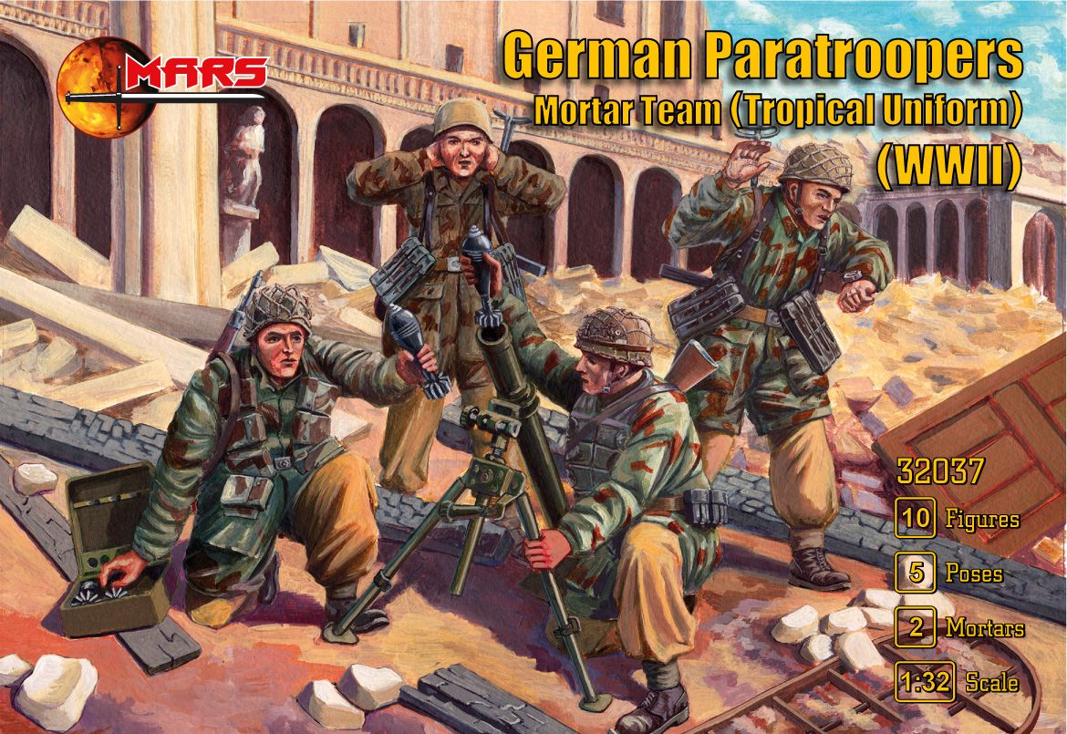 1:32 German Paratrooper Mortar Team in tropical uniform (WWII)