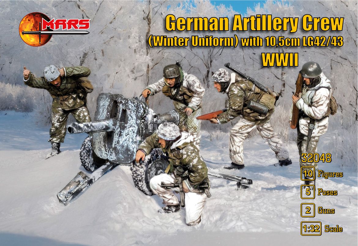 1:32 German artillery crew (winter uniform) with 10.5cm LG 42/43 gun