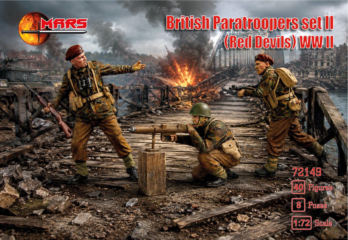 1:72 British WWII Paratroopers Set 2 - Red Devils (40 Figures / 8 Poses)