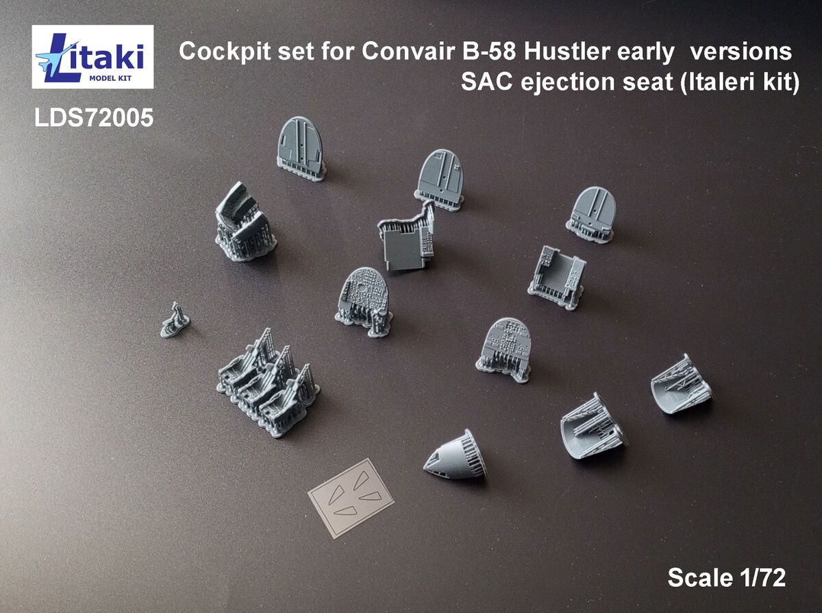 1:72 Convair B-58 Hustler - Cockpit Set with EARLY Versions SAC Ejection Seat (for Italeri Kits / 3D-Printed)