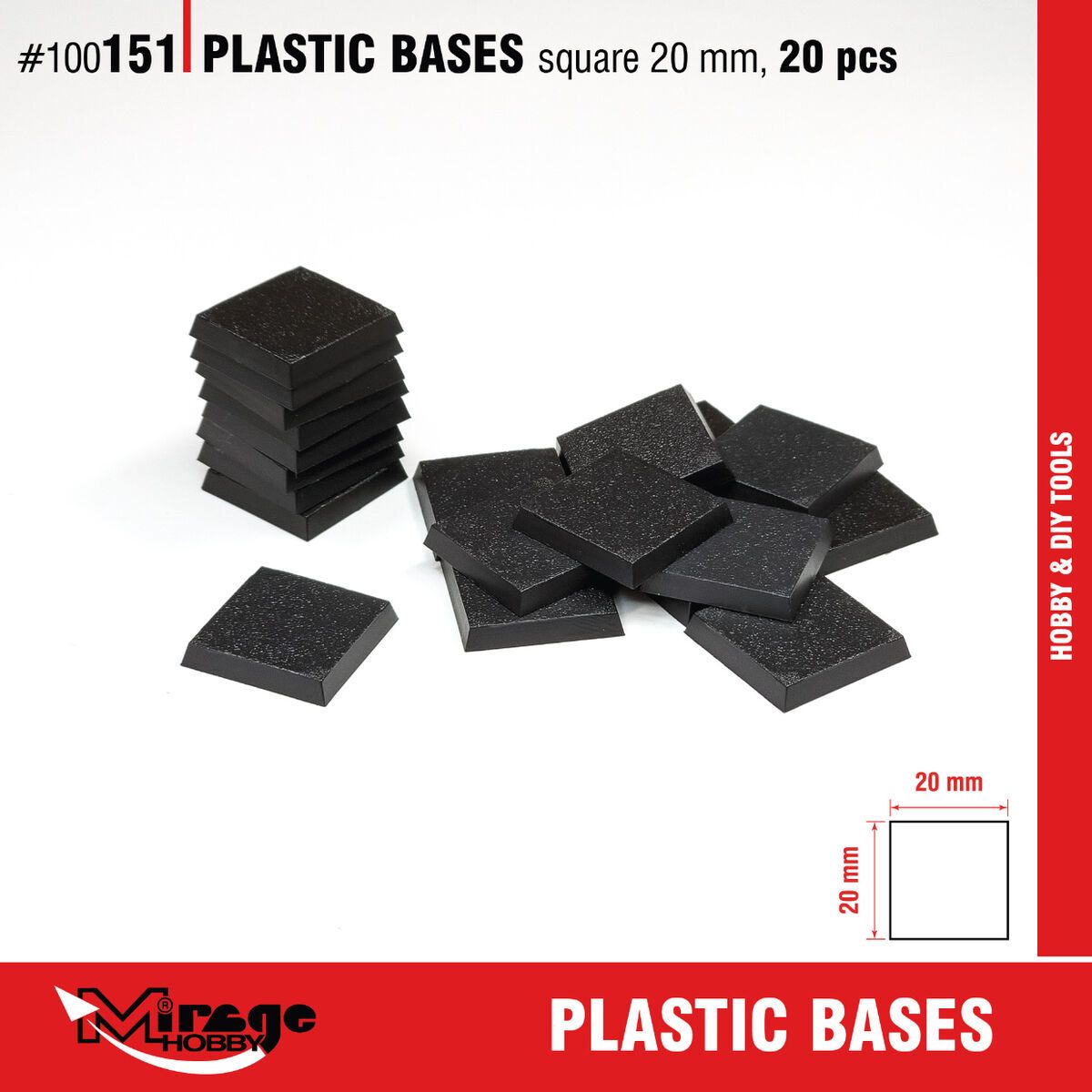 Plastic Base - Square 20 mm (20 pcs)