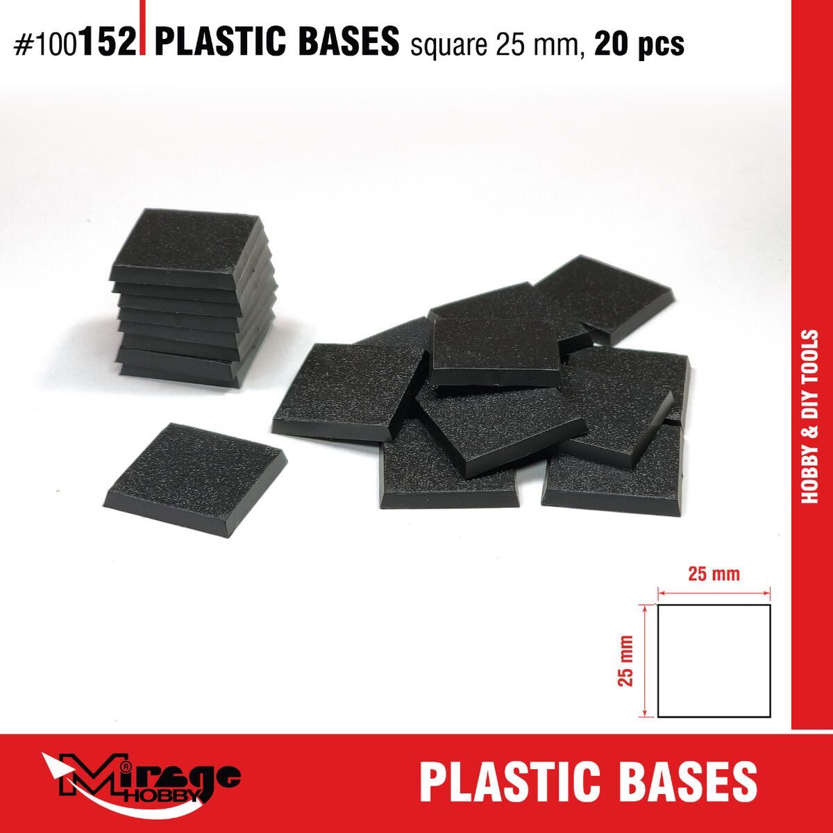 Plastic Base - Square 25 mm (20 pcs)