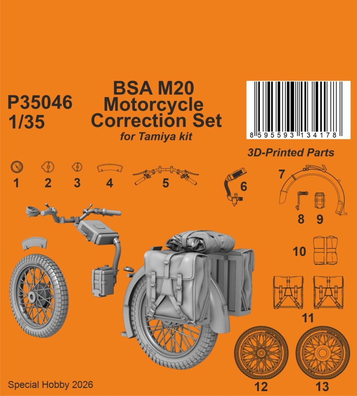 1:35 BSA M20 Motorcycle Correction Set for Tamiya kit