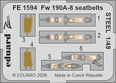 1:48 Fw-190 A-8 - Steel Seatbelts Zoom Set (for Hobby Boss Kits)