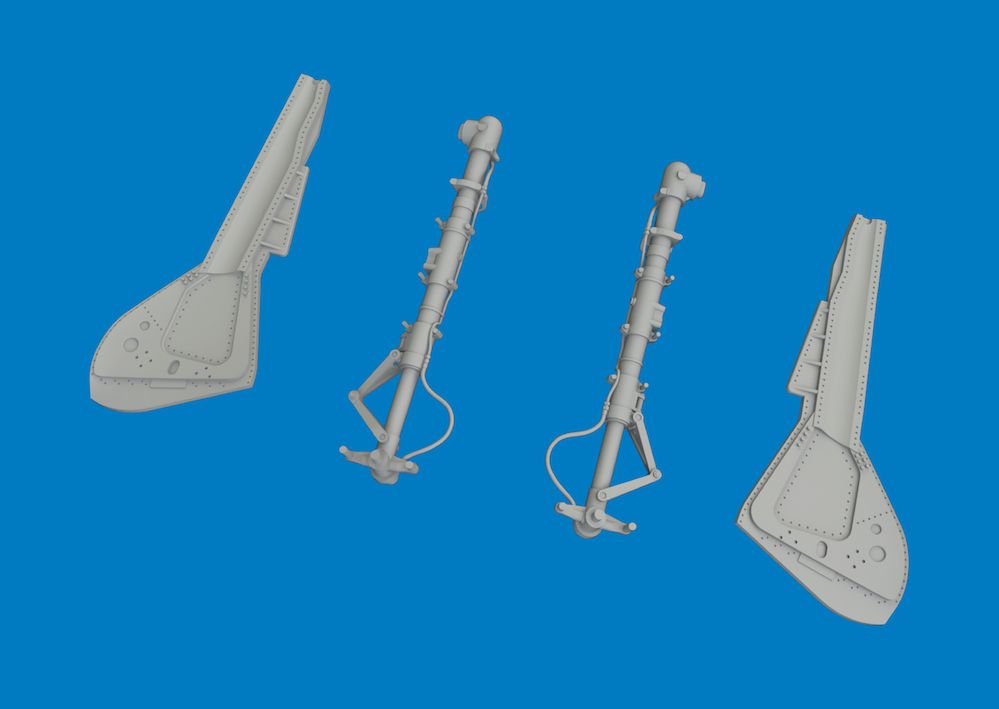 1:48 Fw-190 D-9 - Undercarriage Legs (for MiniArt Kits / 3D-Printed)