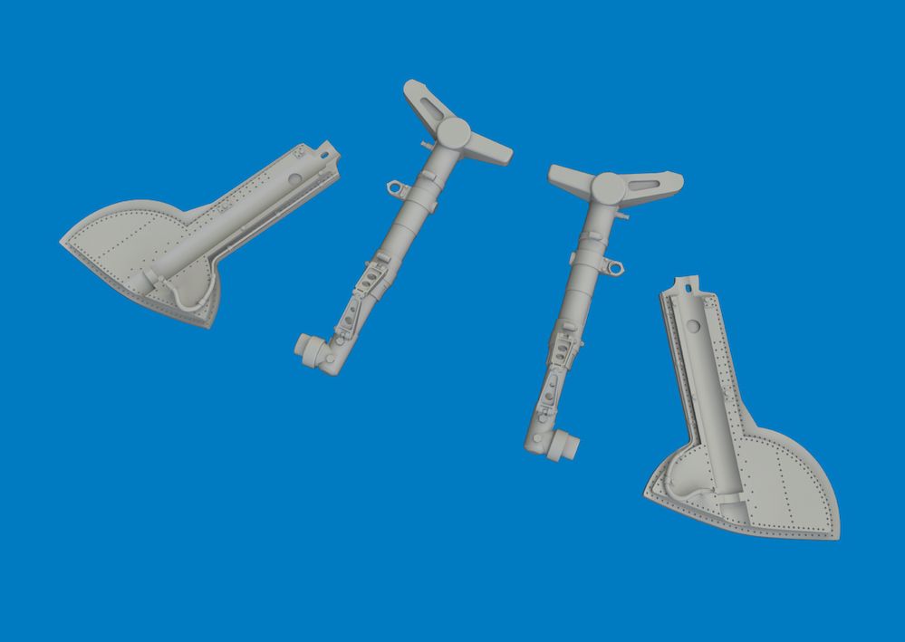 1:48 Spitfire Mk.IXe - Undercarriage Legs (for Airfix Kits / 3D-Printed)