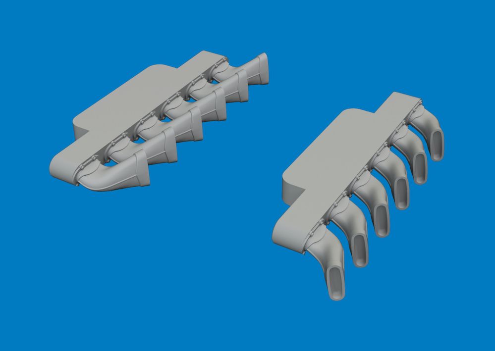 1:48 Spitfire Mk.IX - Exhaust Stacks Fishtail (for Airfix Kits / 3D-Printed)