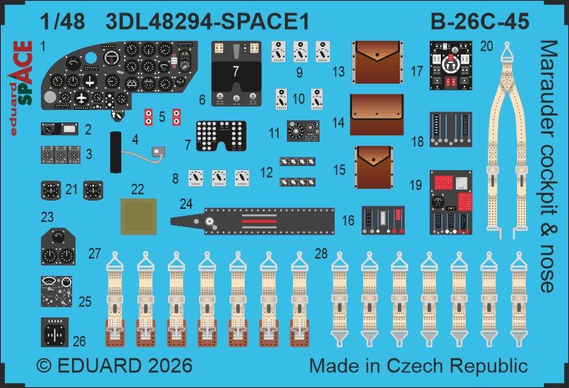 1:48 B-26 C-45 Marauder - Cockpit & Nose Space Set (for ICM Kits)