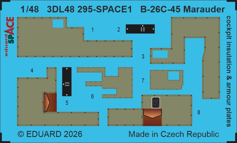 1:48 B-26 C-45 Marauder - Cockpit Insulation & Armour Plates Space Set (for ICM Kits)