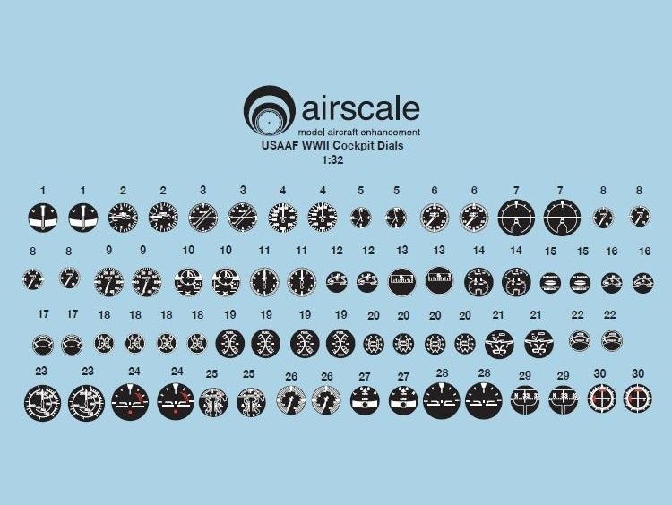 1:32 USAAF WWII Instruments Dial Decals