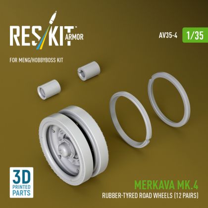 1:35 Merkava Mk.4 rubber-tyred road wheels (12 pairs) for Meng/HobbyBoss kit