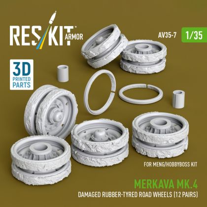 1:35 Merkava Mk.4 damaged rubber-tyred road wheels (12 pairs) for Meng/HobbyBoss kit