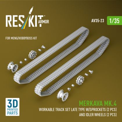 1:35 Merkava Mk.4 Workable track set late type w/Sprockets (2 pcs) and idler wheels (2 pcs) for Meng/HobbyBoss kit