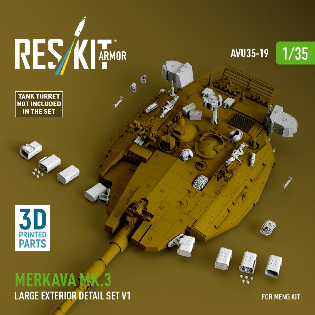 1:35 Merkava Mk.3 large exterior detail set V1 for Meng kit