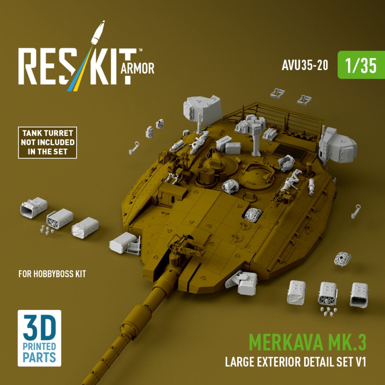 1:35 Merkava Mk.3 large exterior detail set V1 for HobbyBoss Kit