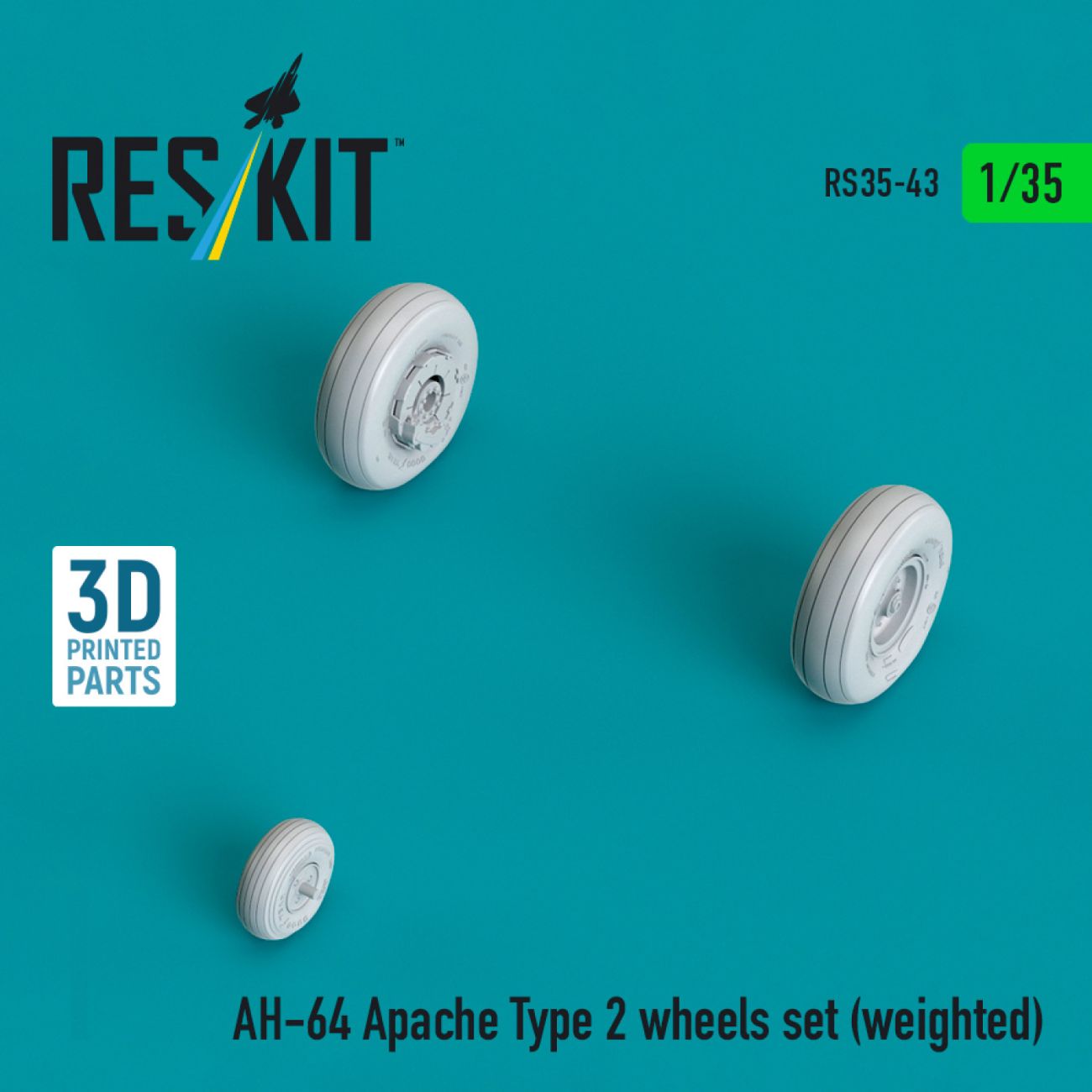 1:35 AH-64 Apache type 2 wheels set (weighted)