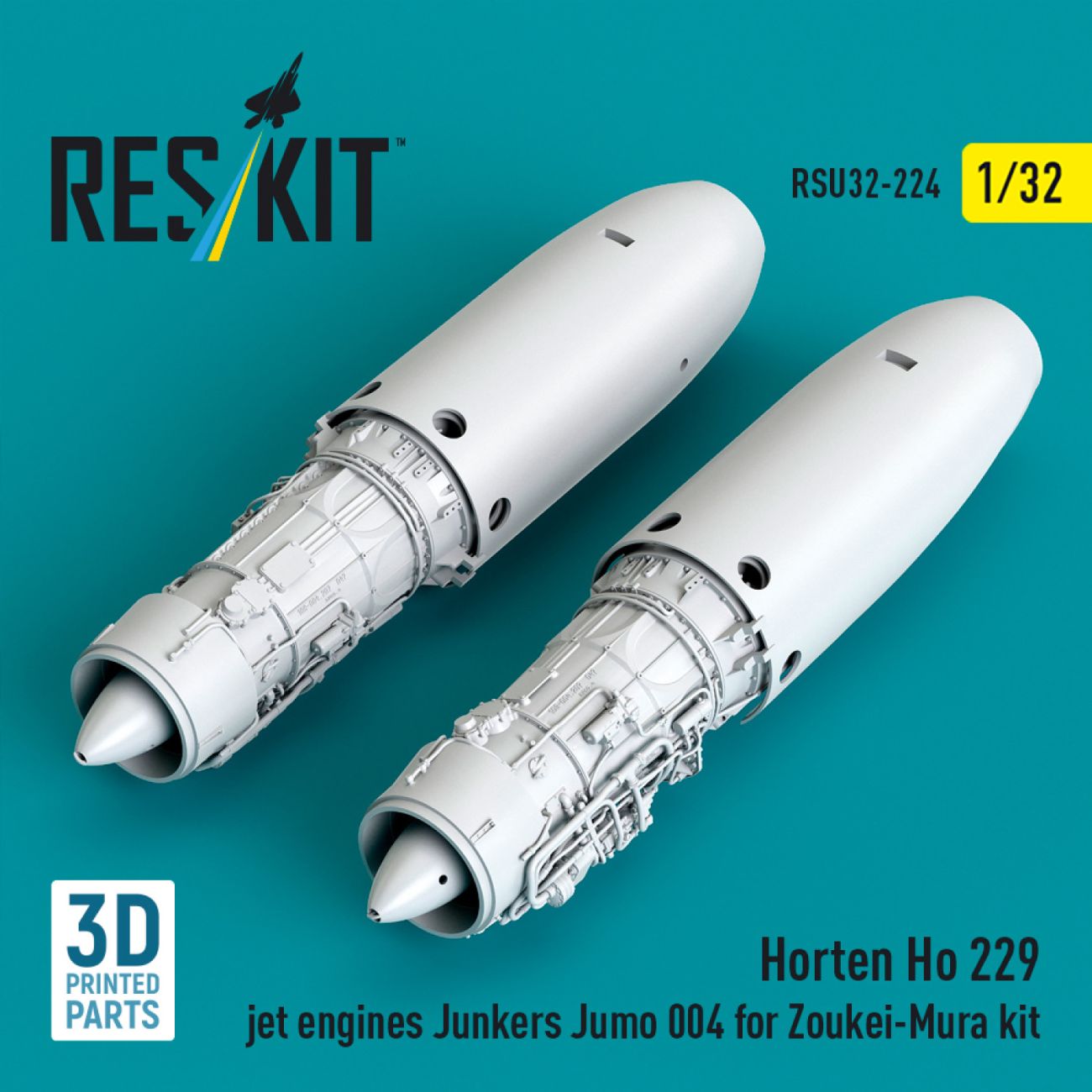 1:32 Horten Ho 229 jet engines Junkers Jumo 004 (2 pcs) for Zoukei-Mura kit