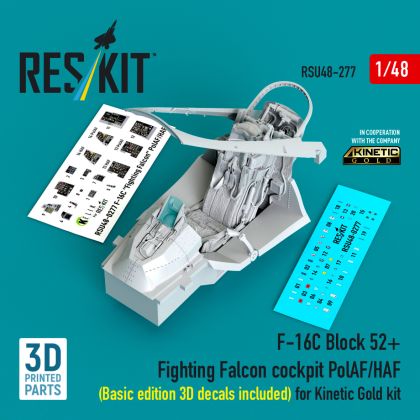 1:48 F-16C Block 52+ Fighting Falcon cockpit PolAF/HAF (Basic edition 3D decals included) for Kinetic Gold kit