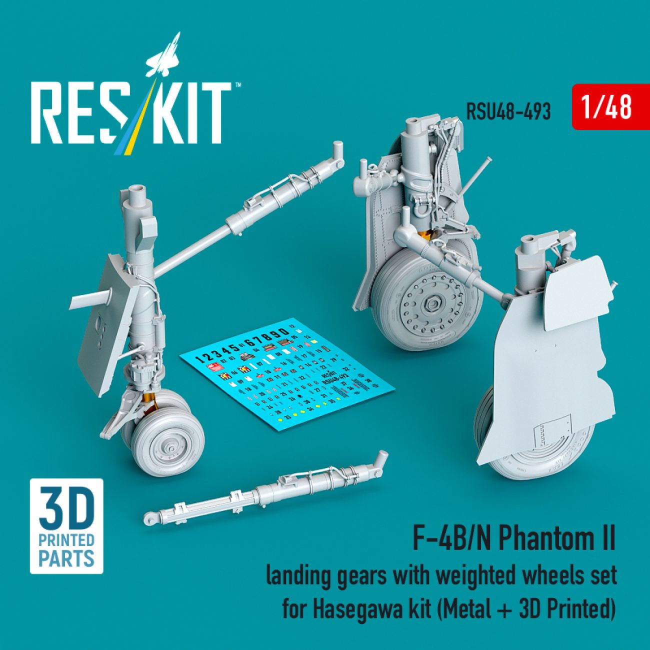 1:48 F-4B/N Phantom II landing gear with weighted wheels set for Hasegawa kit
