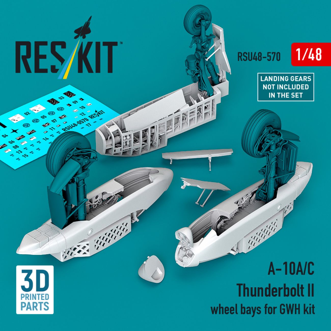 1:48 A-10A/C Thunderbolt II wheel bays for GWH kit