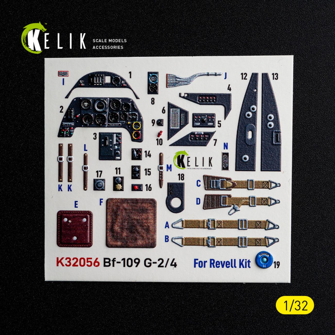 1:32 Bf-109 G2/4 - interior 3D decals for Revell kit