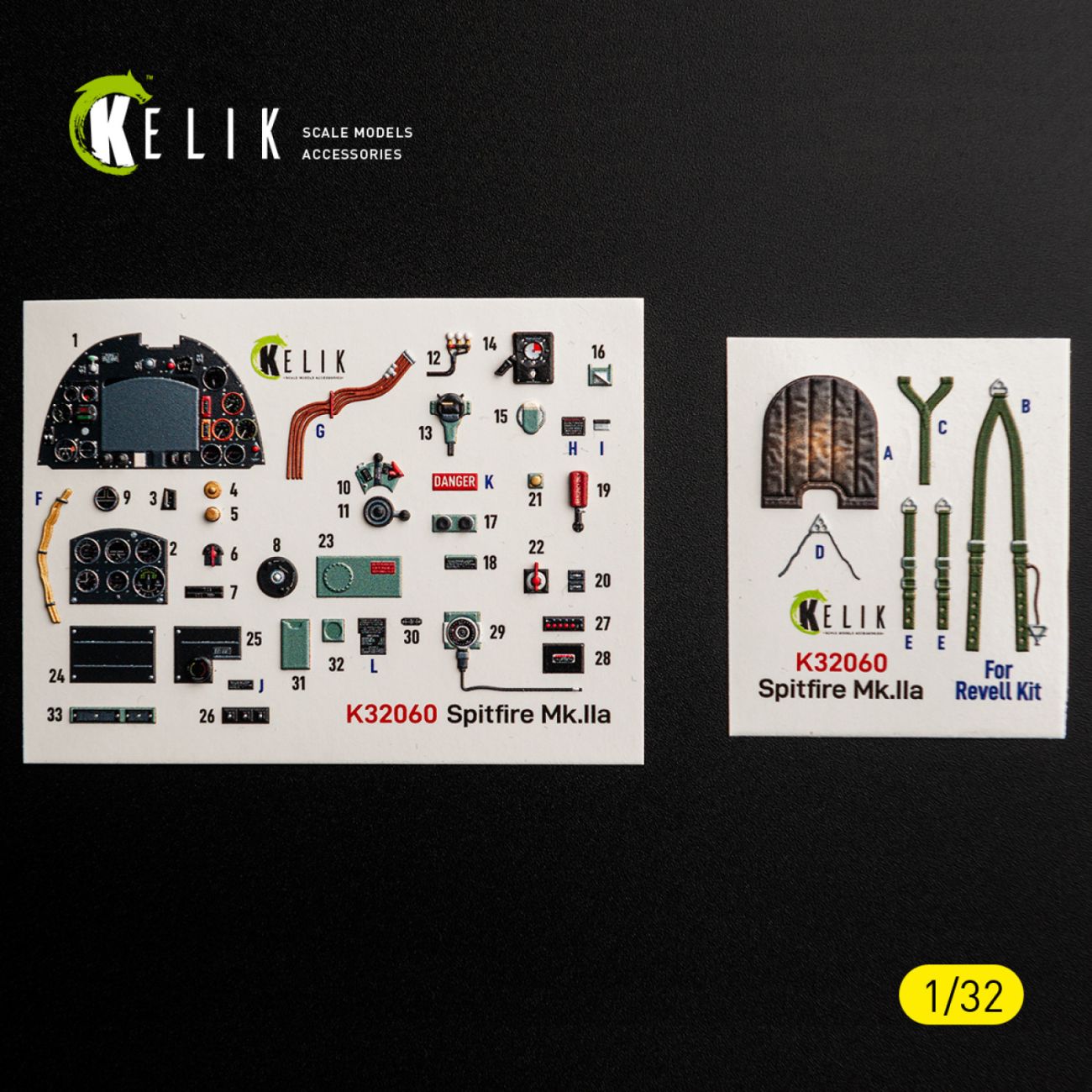 1:32 Spitfire Mk.IIa - interior 3D decals for Revell kit