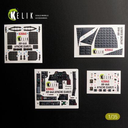 1:35 AH-64A APACHE (early) - interior 3D decals for Trumpeter kit