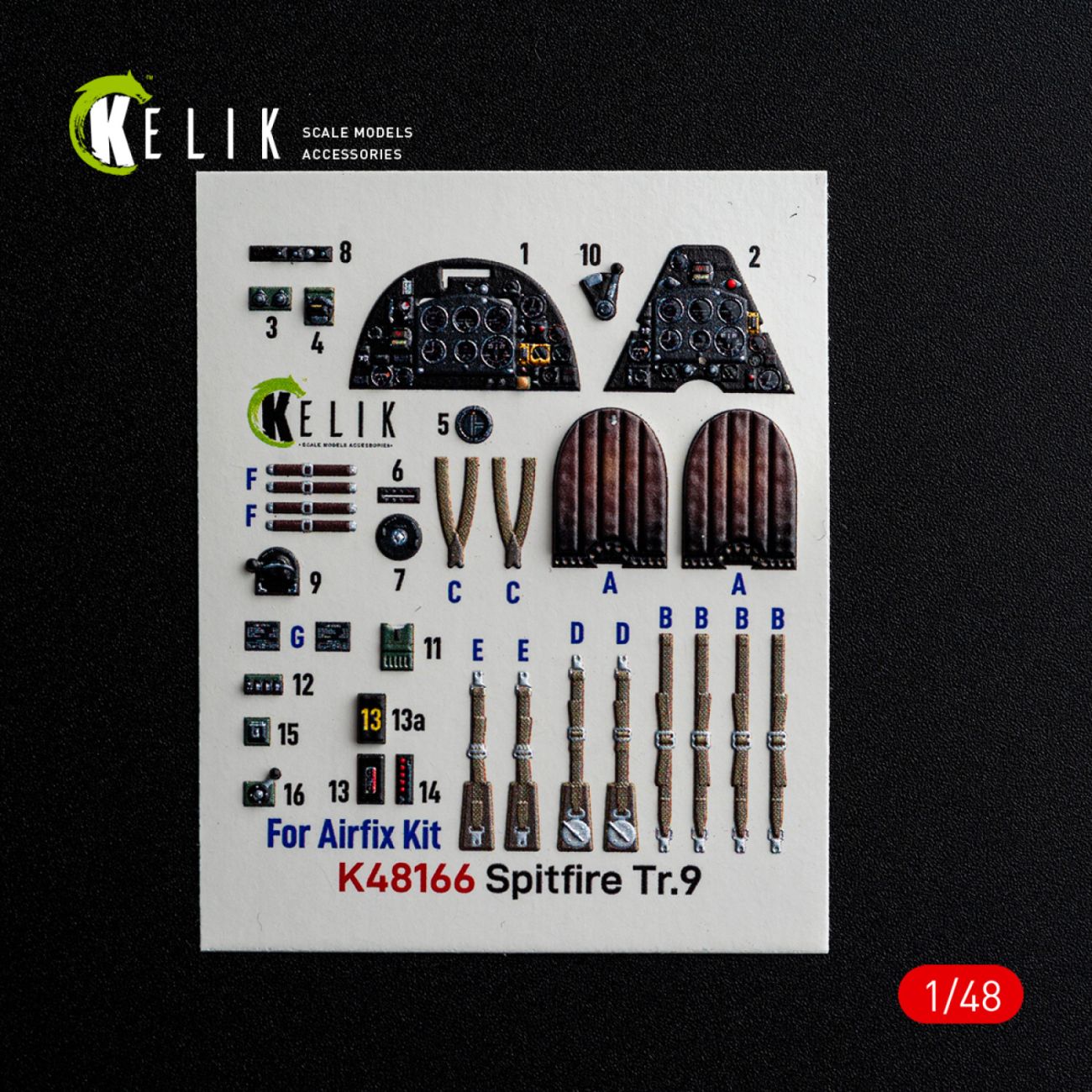 1:48 Spitfire TR.9 - interior 3D decals for Airfix kit
